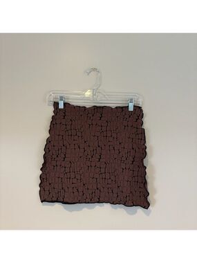 Haystacks Elegant Textured Mini Skirt in Rich Brown